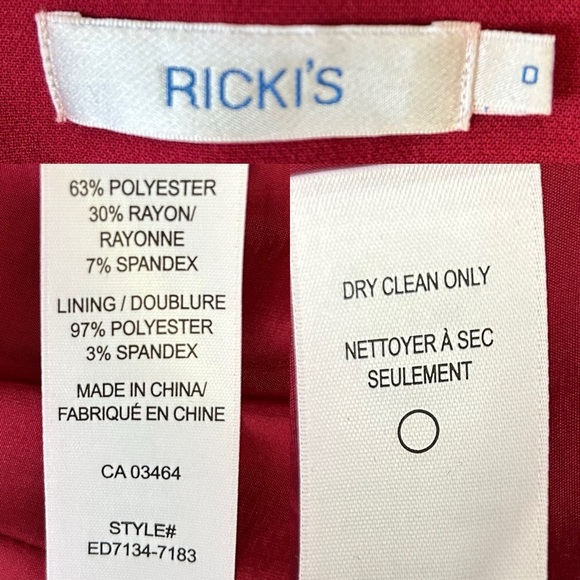 Ricki’s Blazer Cropped Slim Fit Zipper Front Ponte Knit Red Size 0 - Picture 8 of 16